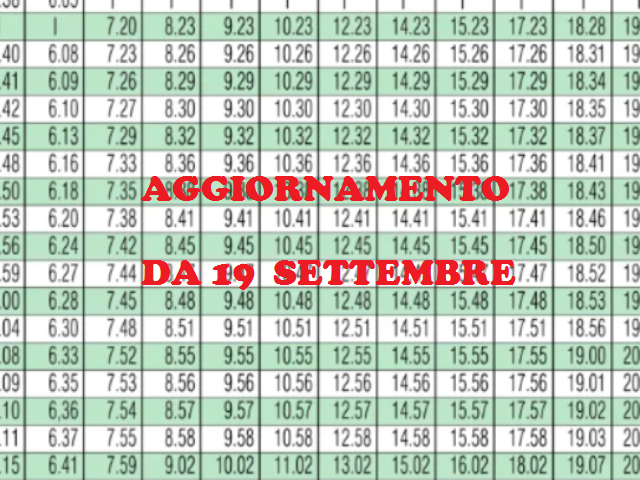 Orari Trasporto Scolastico: Da 19 settembre